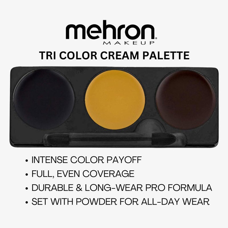 Mehron Makeup Tri-Color Character Makeup Palette | Halloween, Special Effects and Theater Cream FX Palette | Face Paint .7 oz (20 g) (BRUISE) - Image 2